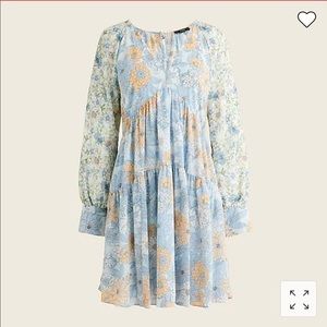 J. Crew Long-sleeve crinkle chiffon dress in mixed floral